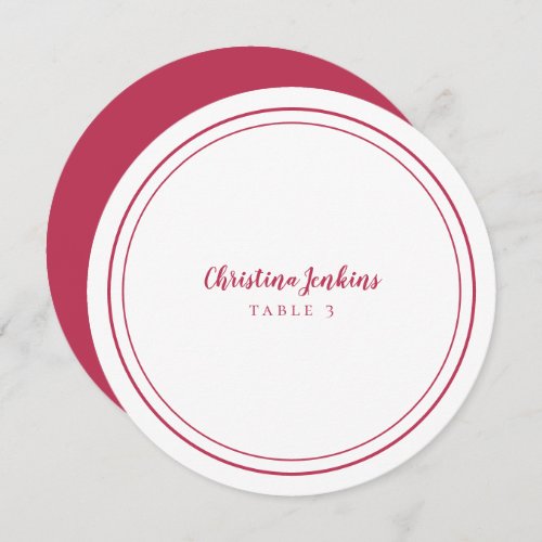 Wedding Custom Guest Magenta Red Round Place Card