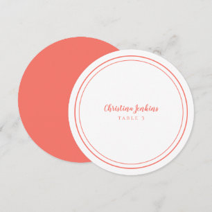 Wedding Custom Guest White Coral Round Place Card