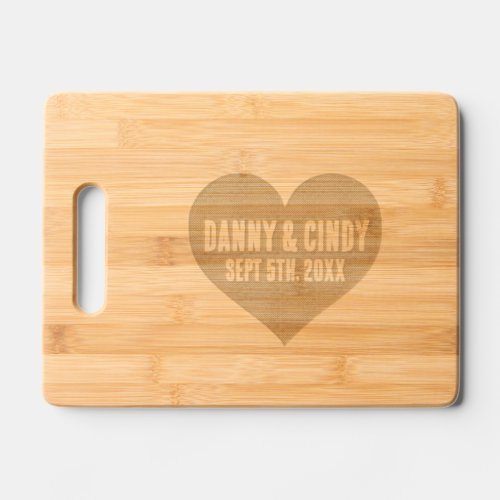 WEDDING CUSTOM heart Etched Wooden Cutting Board