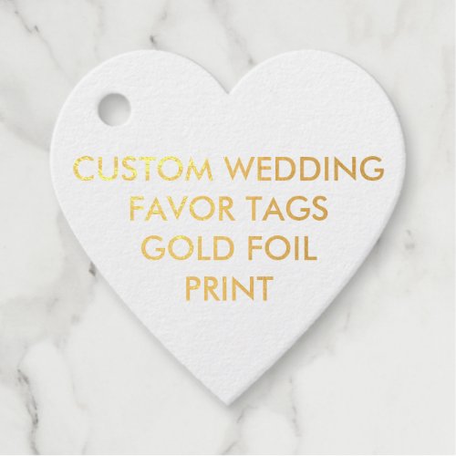 Wedding Custom HEART FAVOR TAGS _ GOLD FOIL PRINT