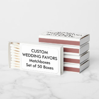 Wedding Custom MATCHBOX Favors - WHITE Set of 50 Matchboxes