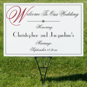 Wedding Custom Modern White Outdoor Welcome Yard Sign