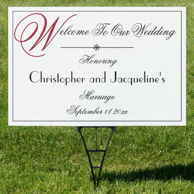 Wedding Custom Modern White Outdoor Welcome  Yard  Sign (Insitu)