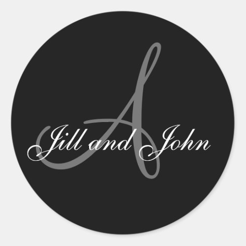 Wedding Custom Monogram  Names Black  Grey Seal