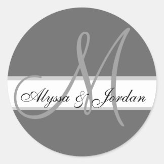 Wedding Custom Monogram & Names Grey Seal
