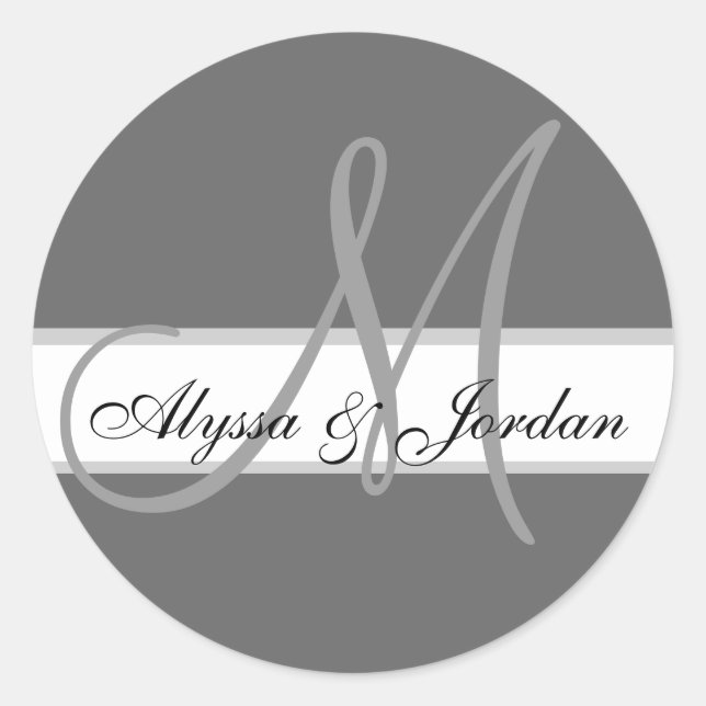 Wedding Custom Monogram & Names Grey Seal (Front)