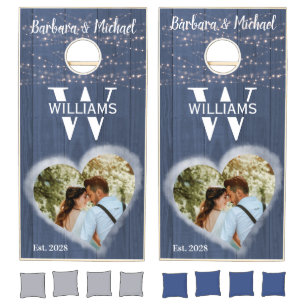 Wedding Custom Monogram Photo  Cornhole Set