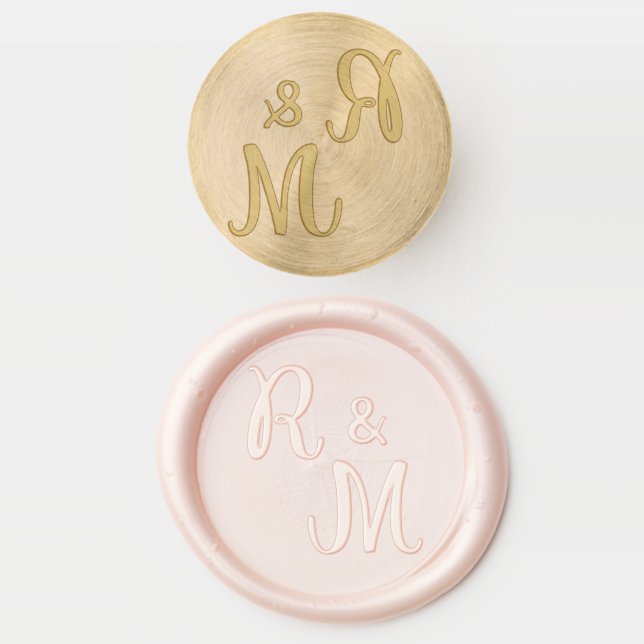 Wedding Custom Monograms Elegant Cursive Script Wax Seal Stamp (Stamped)