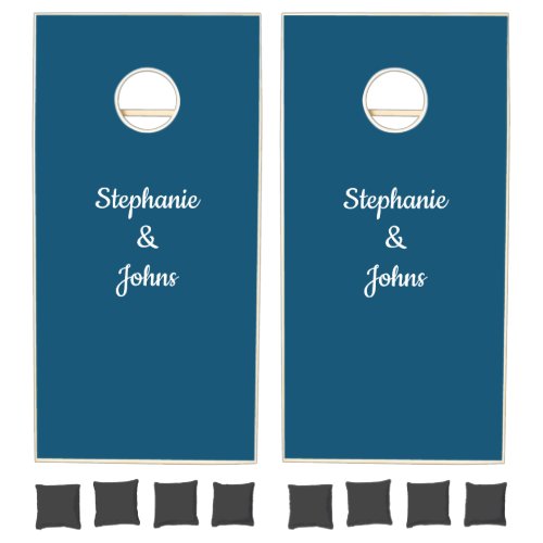 Wedding Custom Name Monogram Gift Favor Blue Cornhole Set