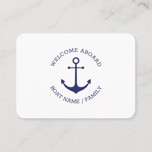 Wedding custom name Welcome Aboard nautical anchor Place Card