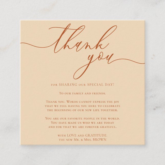 Wedding Custom Photo Simple thank you for Enclosure Card (Front)