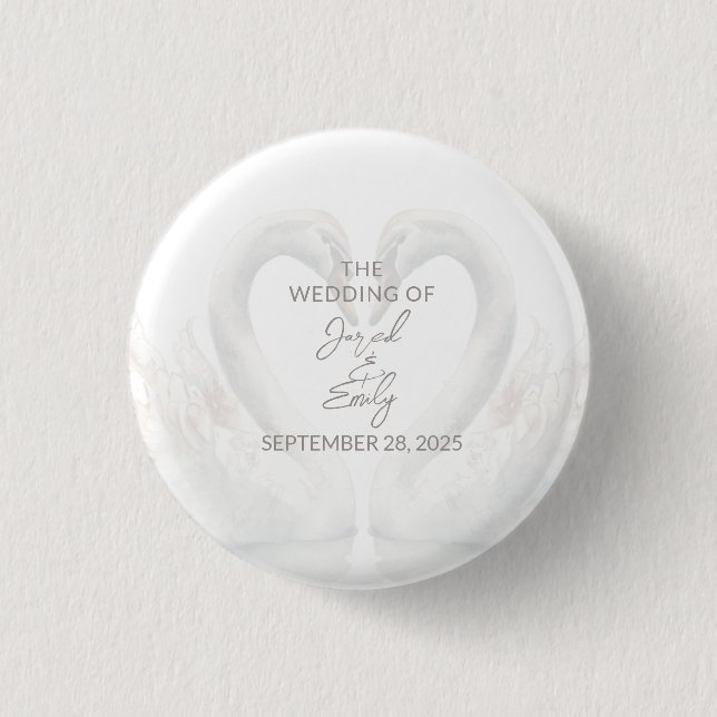 Wedding Custom Swan Button (Front)