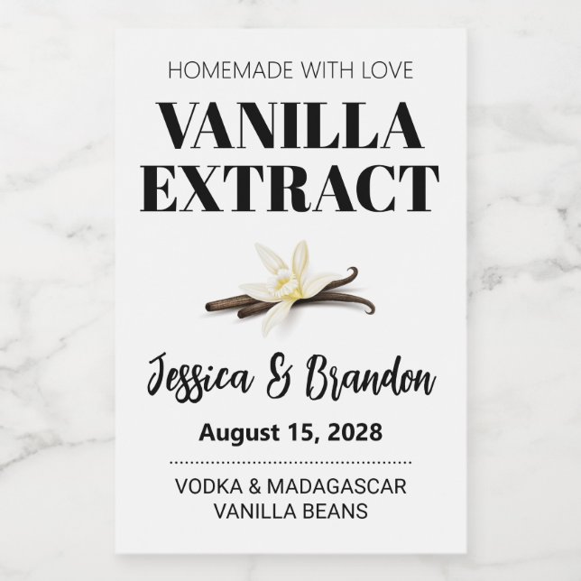 Wedding Custom Vanilla Extract Label (Single Label)