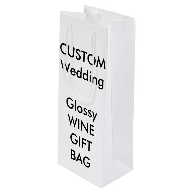 Wedding Custom WINE Gift Bag GLOSSY 4.75" x 13" (Front Angled)