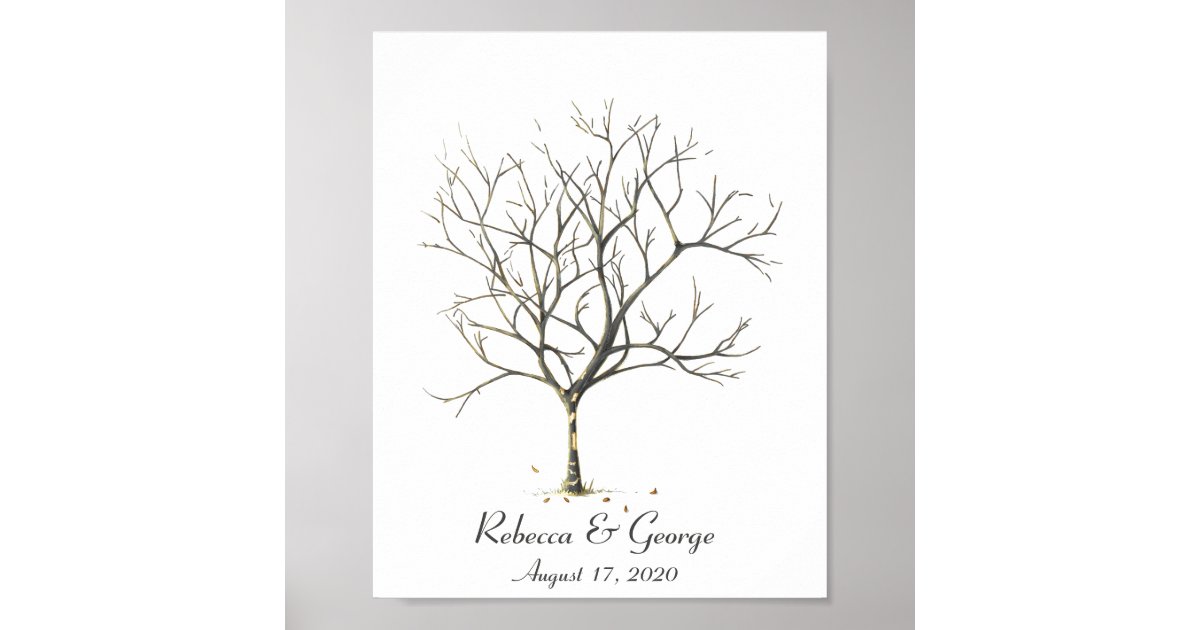 Personalised Wedding Christening Birthday Fingerprint Tree Guest