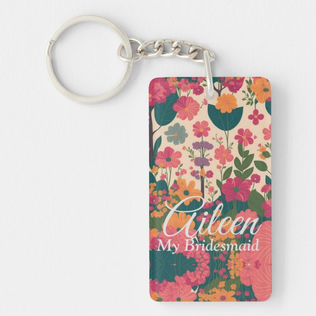 Wedding Customized Bridesmaid  Keychain (Front)
