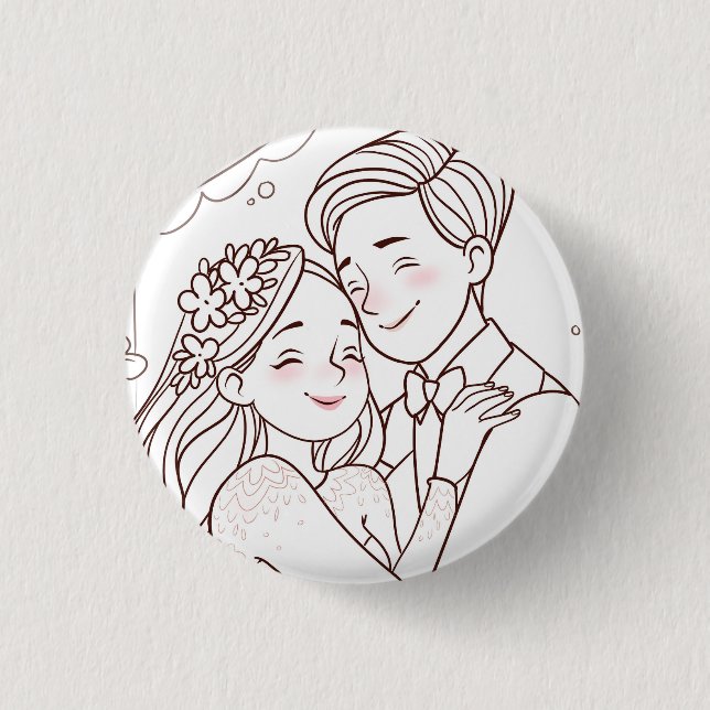 Wedding cute badge button (Front)