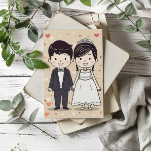 Wedding Cute Cartoon Couple Invitation