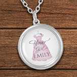 Wedding Cute Flower Girl Vintage Pink Dress Silver Plated Necklace<br><div class="desc">Pretty Flower Girl pink vintage wedding dress,  A beautiful Bridal Party Wedding gifts idea. Personalized cute thank you favor.  A delightful,  sweet way to say Thank you to your Flower girl with this personalized custom charm necklace.</div>