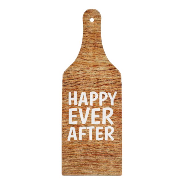 WEDDING CUTTING BOARD PADDLE, HAPPY EVER AFTER (Front)
