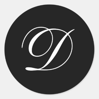 Wedding D Monogram Black Stickers by specialoccasions at Zazzle