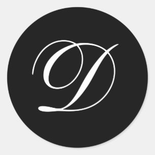 Wedding D Monogram Black Stickers