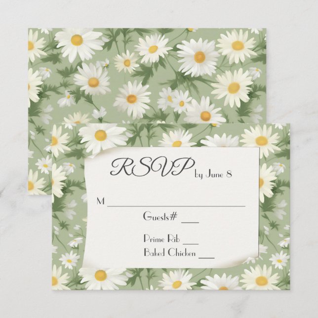 Wedding Daisies RSVP Card (Front/Back)