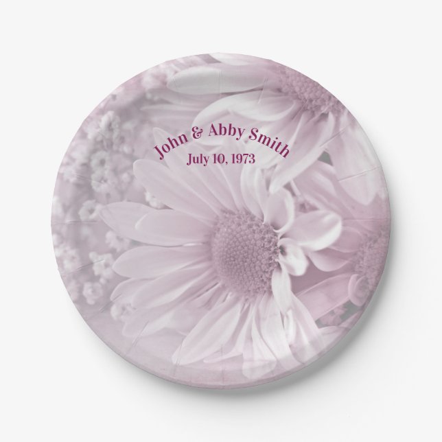 Wedding daisy bouquet in pink blush paper plates (Front)
