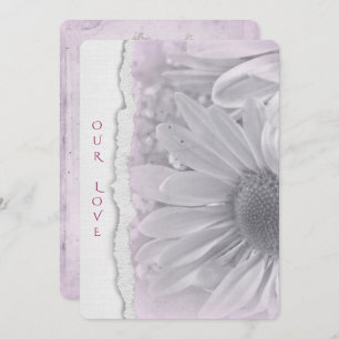 wedding daisy in soft pink with torn paper edge invitation