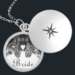 Wedding Damask Bride Keepsake Necklace<br><div class="desc">Keepsake Necklaces Choose either Silver Plated Gold Finish or Sterling Silver Unique Personalized Custom !st Christmas Gift Wedding Keepsake Wedding Party Necklaces - to change background color - click customize - click edit - choose last tool in drop down menu and choose from one of the colors shown or enter...</div>