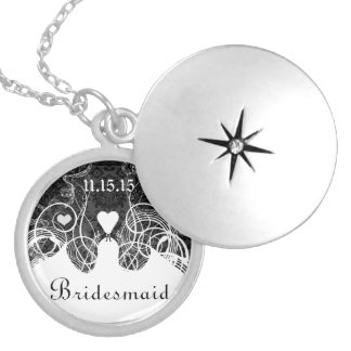Wedding Damask Bridesmaid Keepsake Necklace