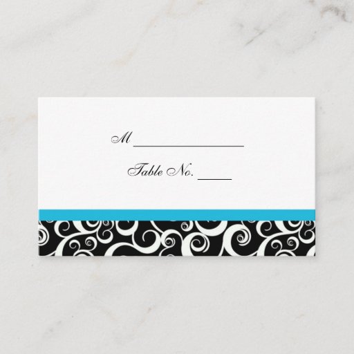 Customizable Wedding Damask Swirls Table Place Card Business Card Templates