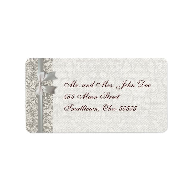 Wedding Damask Vintage White Wedding Old Lace Label (Front)