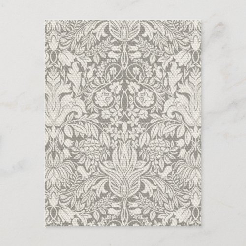 Wedding Damask Vintage White Wedding Old Lace Postcard