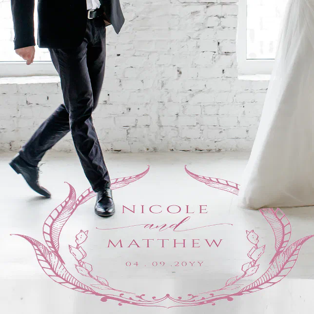 Wedding Dance Floor Personalized Monogram Pink Floor Decals

