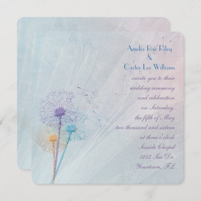 Wedding Dandelion Bouquet Invitation (Front/Back)