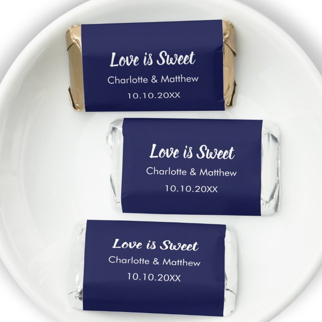 Wedding dark blue white Love is Sweet names favor (Creator Uploaded)