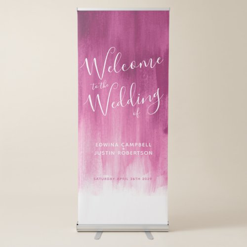 Wedding dark pink red modern art welcome banner