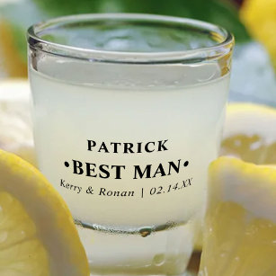 Wedding Date and Names Best Man Personalized Shot Glass