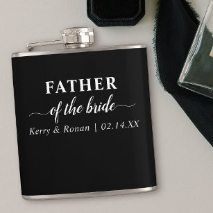 Wedding Date and Names Black Father of the Bride Flask