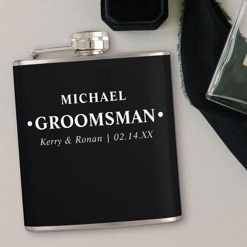 Wedding Date and Names Personalized Groomsman Flask