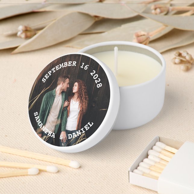  Wedding Date and Photo Mini Candle Favors (Insitu)