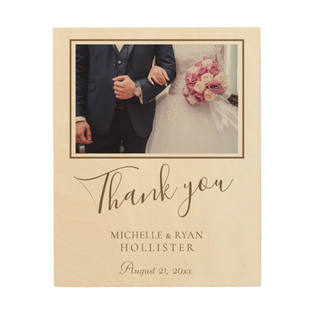 Wedding Date and Photo Thank you  Wood Wall Art (Front)
