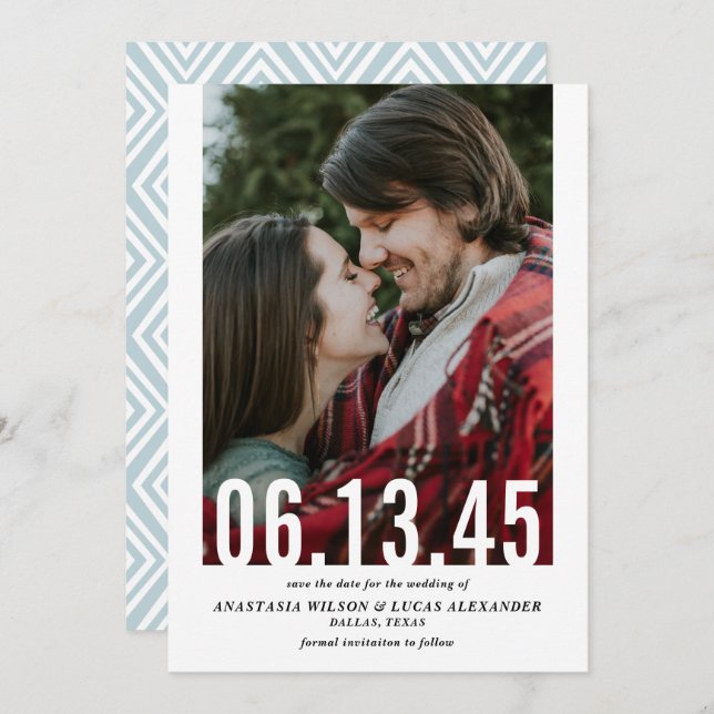 Wedding Date Cutout Vertical Photo Save the Date (Front/Back)