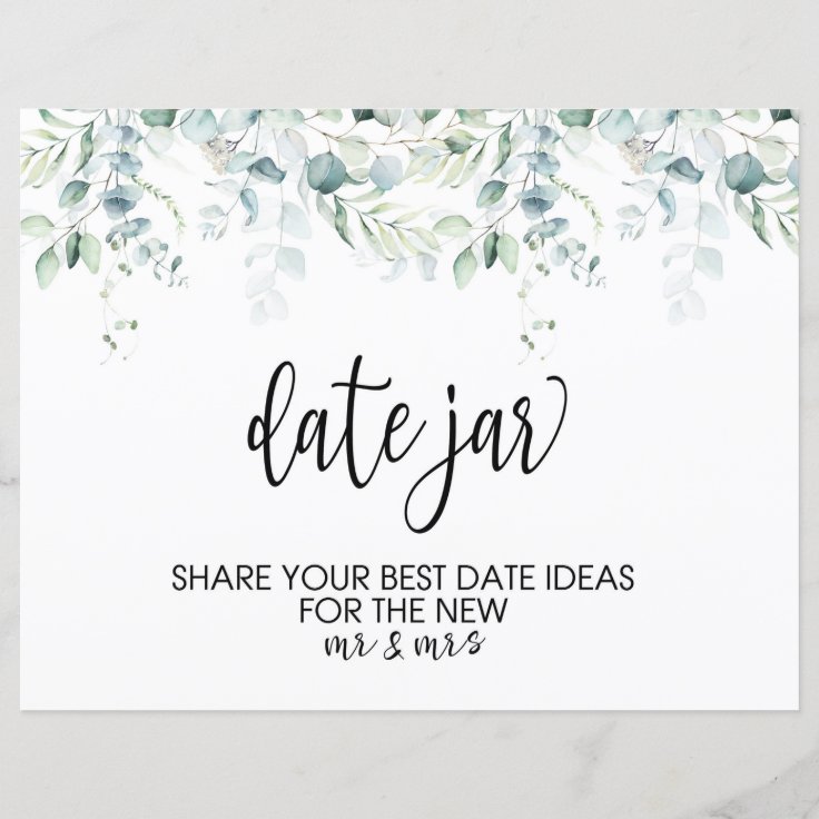 Wedding Date Jar Sign Eucalyptus Wedding Zazzle 