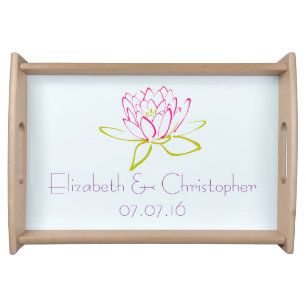Wedding Date Lotus Flower Serving Tray
