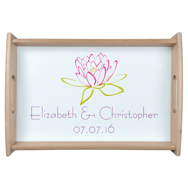 Wedding Date Lotus Flower Serving Tray (Front)
