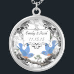 Wedding Date Lucky Bluebird Anniversary Necklace<br><div class="desc">Keepsake Necklaces Choose either Silver Plated or Sterling Silver</div>