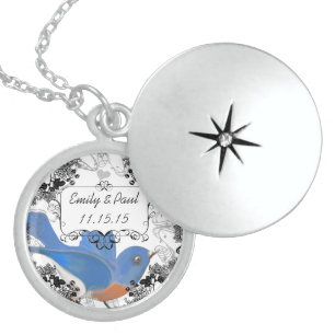 Wedding Date Lucky Bluebird Anniversary Necklace