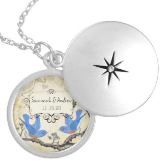 Wedding Date Lucky Bluebird Anniversary Necklace